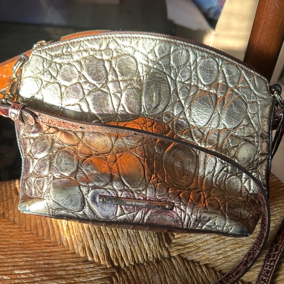 Brahmin mini duxbury multi  crescendo Crocodile Embossed Brown Bag - Picture 3 of 14